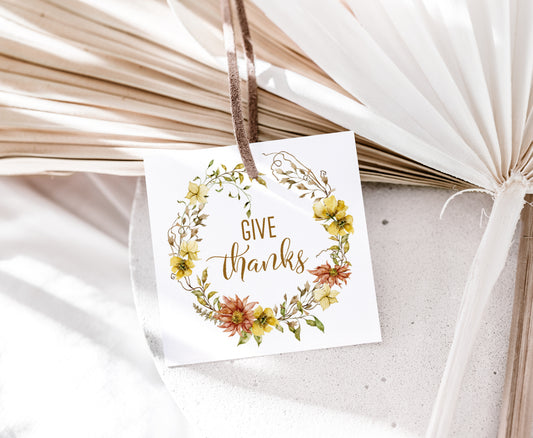 Give Thanks Tags 2"x2" | Thanksgiving Favor Tags - 118