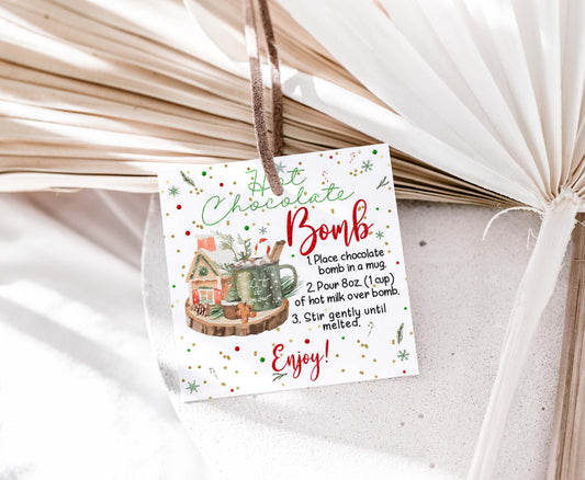 Hot Chocolate Bomb Tags 2"x2" | Christmas Gift Tags - 112