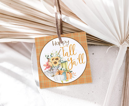 Happy Fall Yall Tags | Fall square Tags - 30