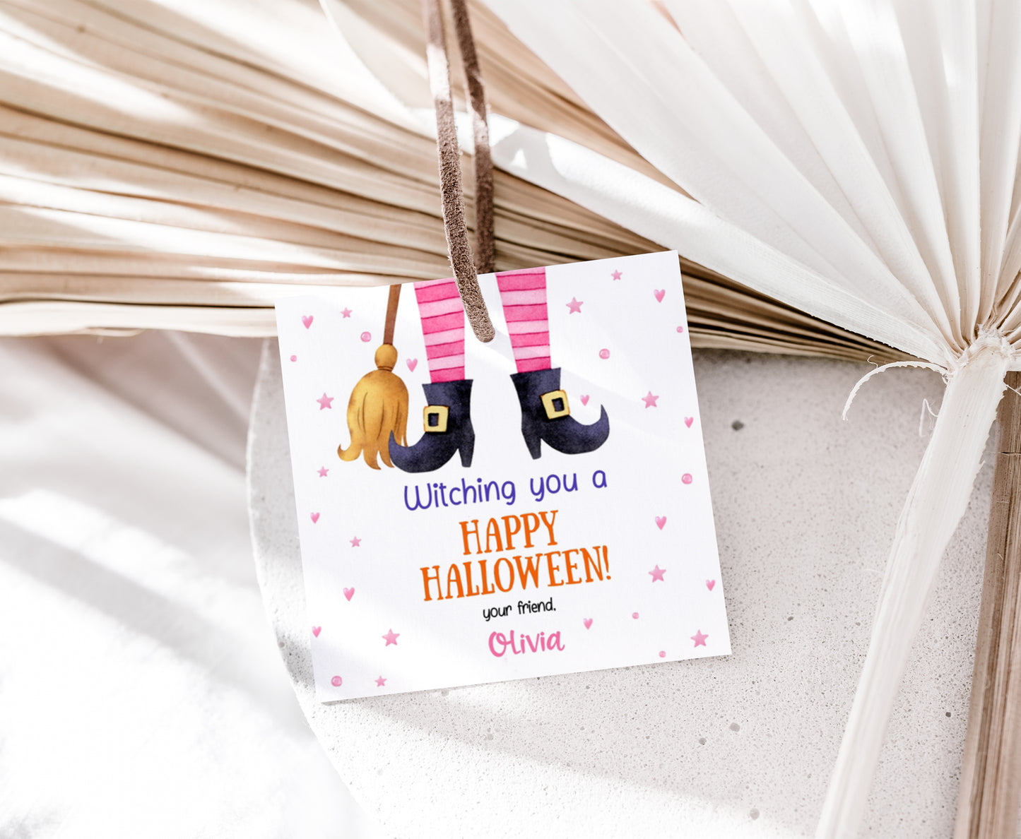 Editable Halloween Witch Tags 2"x2" | Halloween Favor Tags - 115