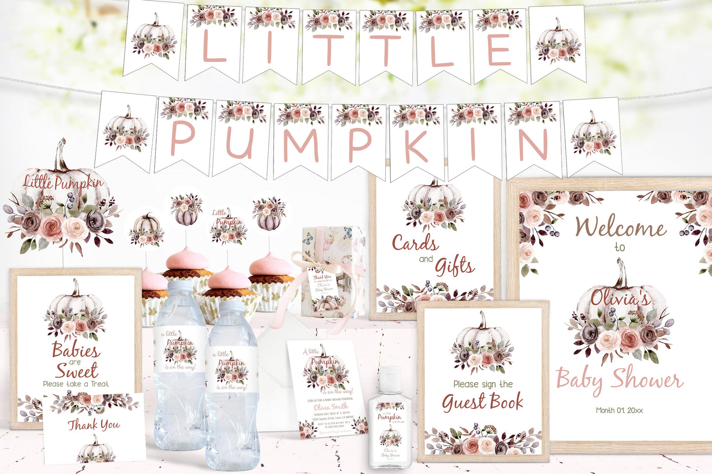 Pumpkin Baby Shower Bundle | A Little Pumpkin is in the way Baby Shower Decorations - 30I