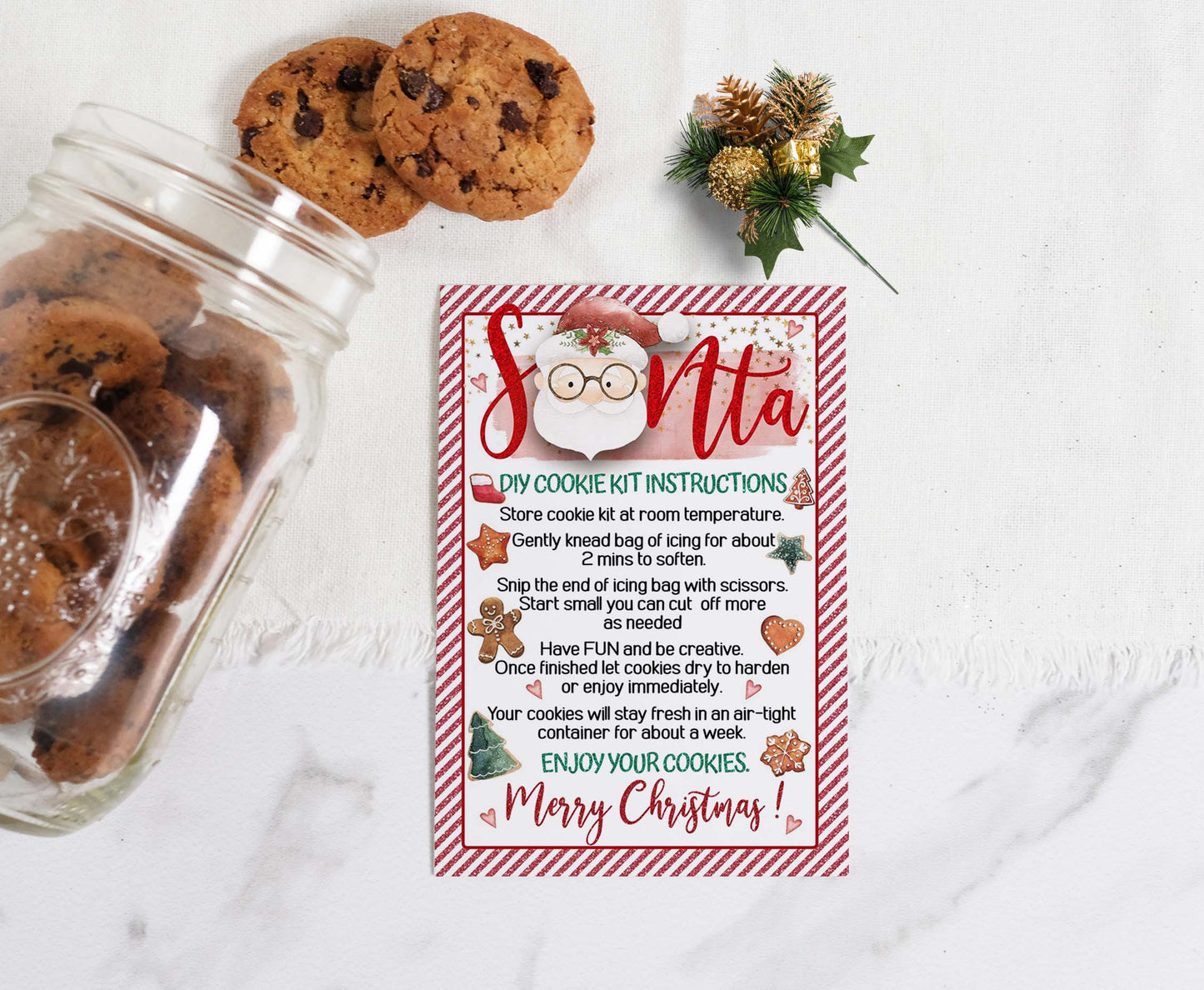 Editable Santa DIY Cookie Kit Instructions Card | Christmas Printable Cards - 112