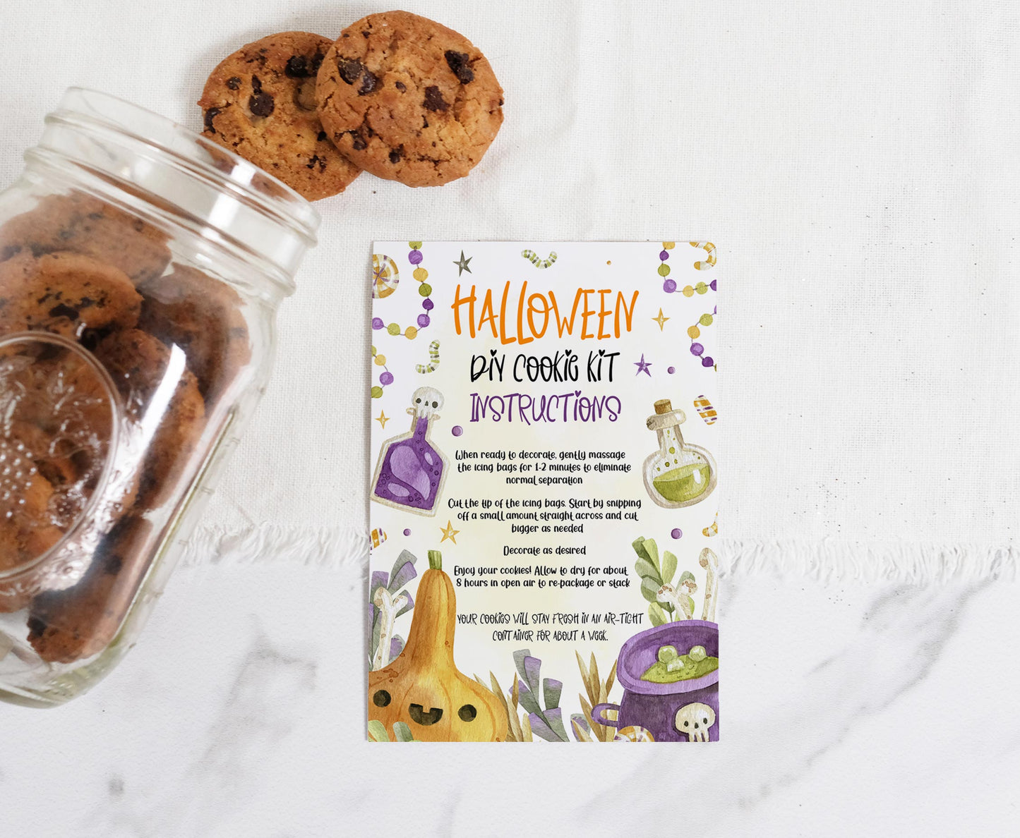 DIY Cookie Kit Instructions Cookie Card  |Halloween Printable Cards - 115