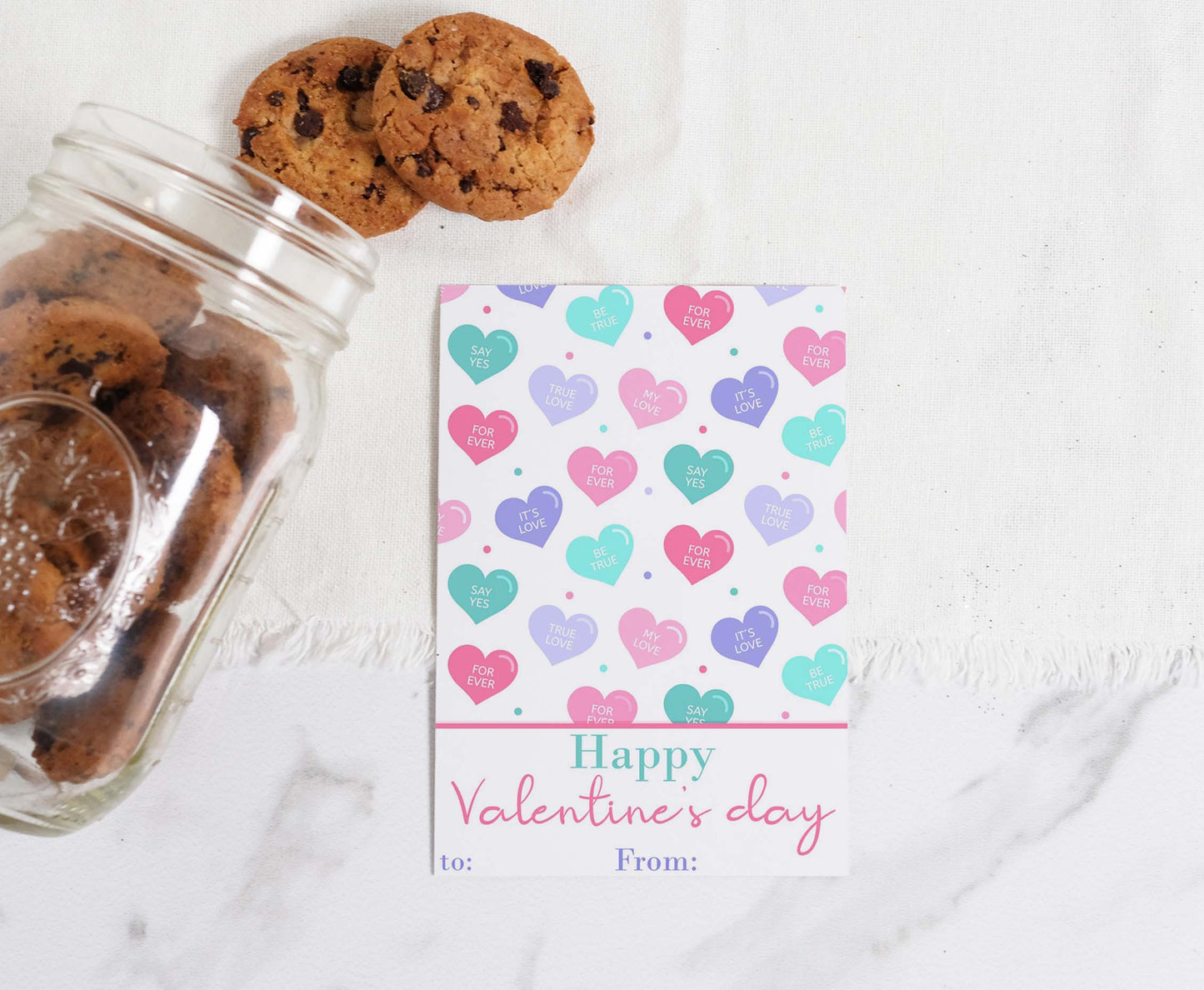 Hearts Valentine's Day Cookie Card | Valentines Printable Cards - 119