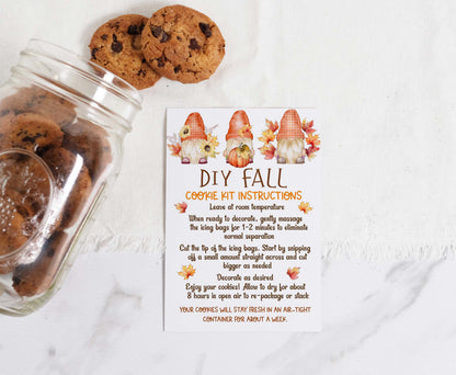 Fall Diy Cookie Kit Instructions Card | Autumn Gnomes Printable Cards - 118