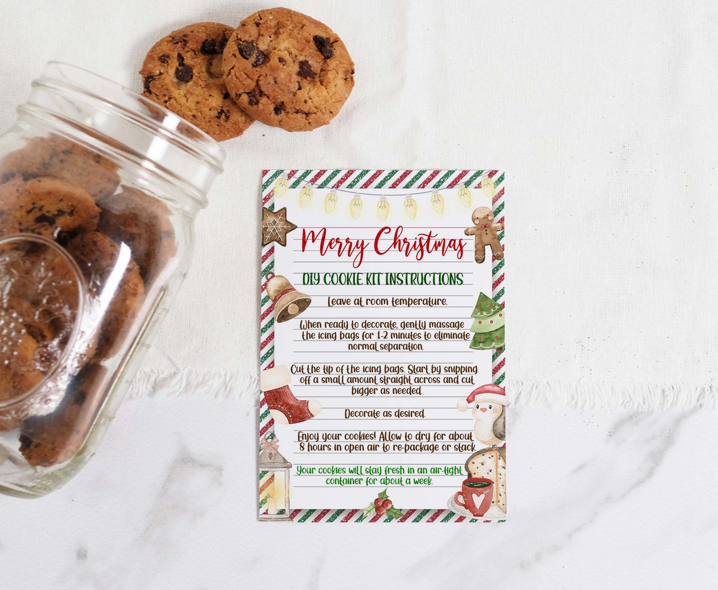 Diy Cookie Kit Instructions Card | Christmas Printable Cards - 112