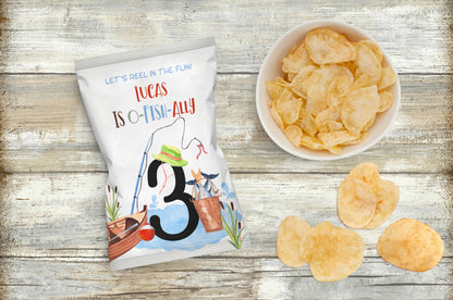 Editable O fish ally three Chip Bag Wrapper | Fishing Theme Birthday Party Decorations - 97A