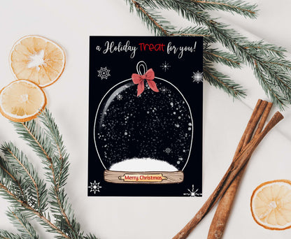 A holiday Treat for you Snow Globe cookie Card | Christmas Printable Cards - 112
