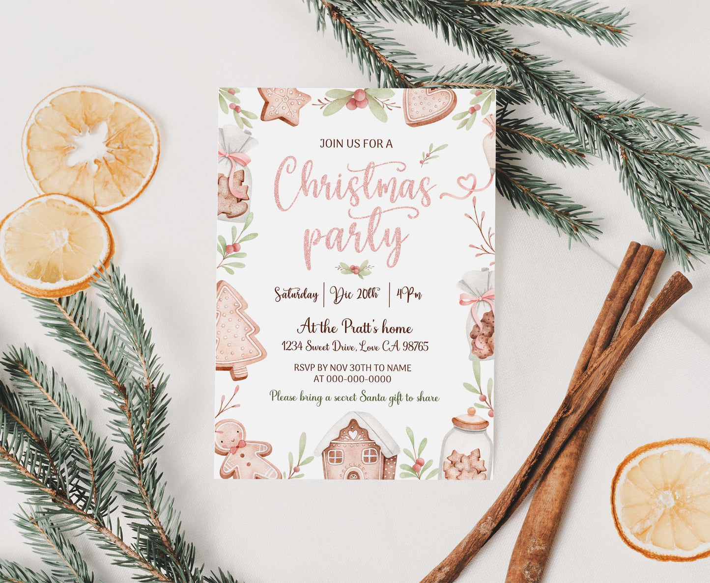 Christmas party invitation | Editable Holiday party invite - 112B