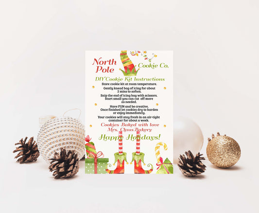 Editable Elf DIY Cookie Kit Instructions Card | North Pole Cookie co card- 112