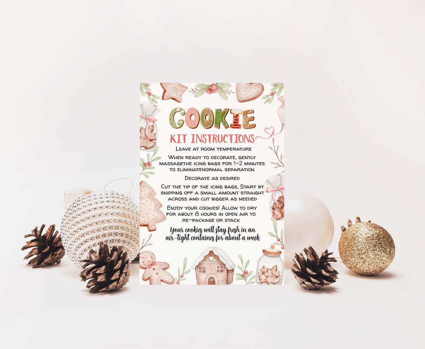 Editable Cookie Kit Instructions Card | Christmas DIY Cookie KIT card- 112