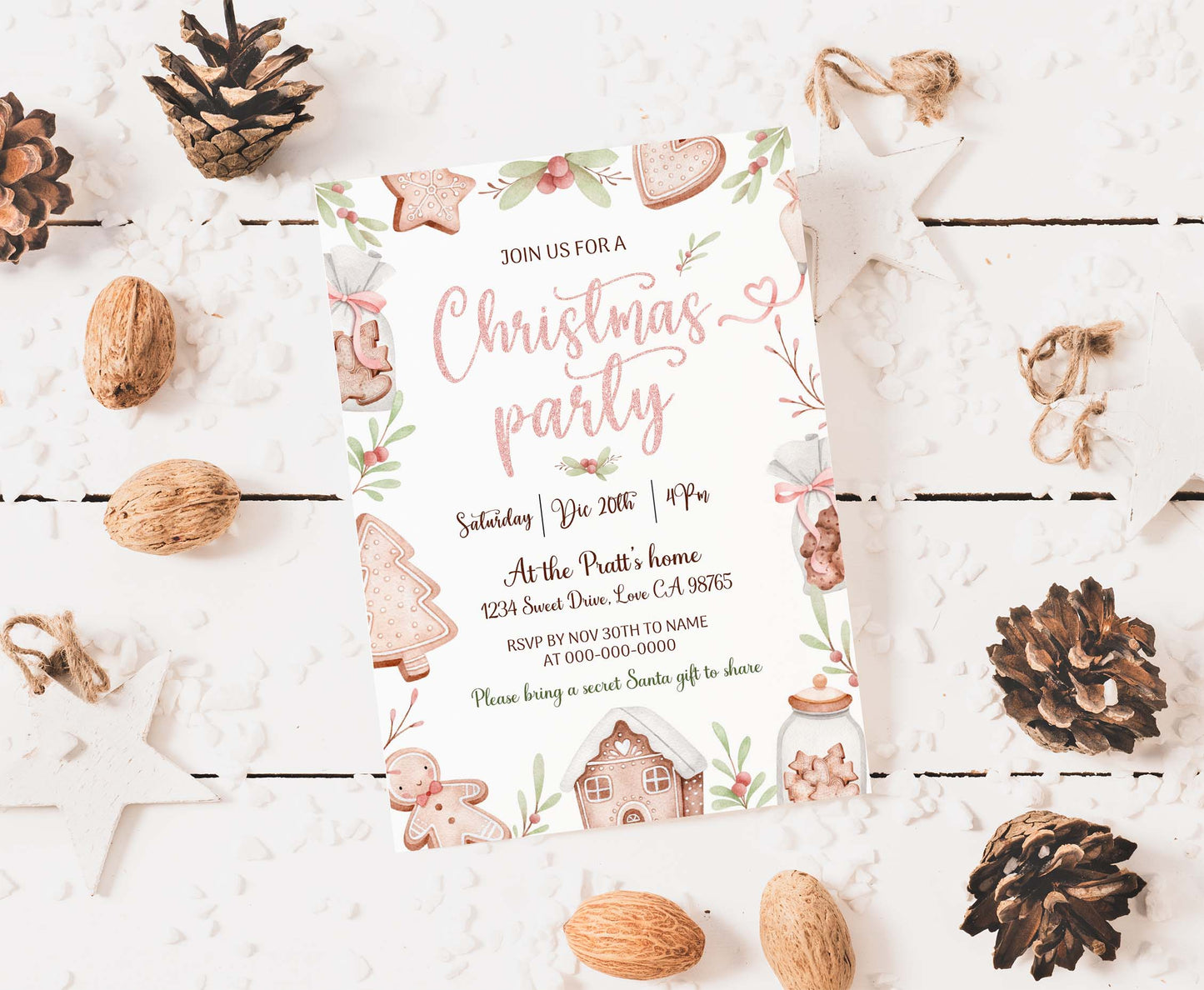 Christmas party invitation | Editable Holiday party invite - 112B