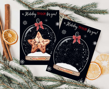 A holiday Treat for you Snow Globe cookie Card | Christmas Printable Cards - 112