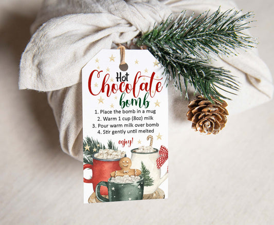 Hot cocoa Bomb Tags | Christmas Hot Chocolate Bomb Instructions Favor Tags - 112