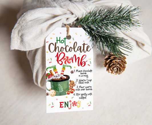 Elf hot chocolate bomb Tags | Christmas Hot Chocolate Bomb Instructions Favor Tags - 112