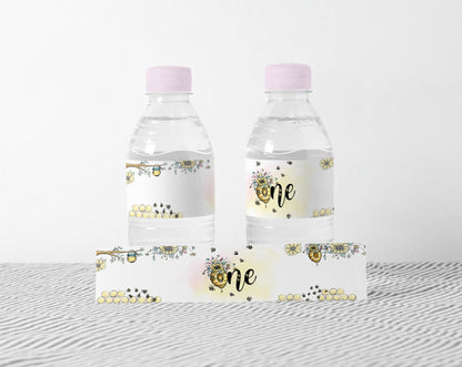 Bee First Birthday Water Bottle Labels | Sweet to Bee ONE Party Decorations - 61A