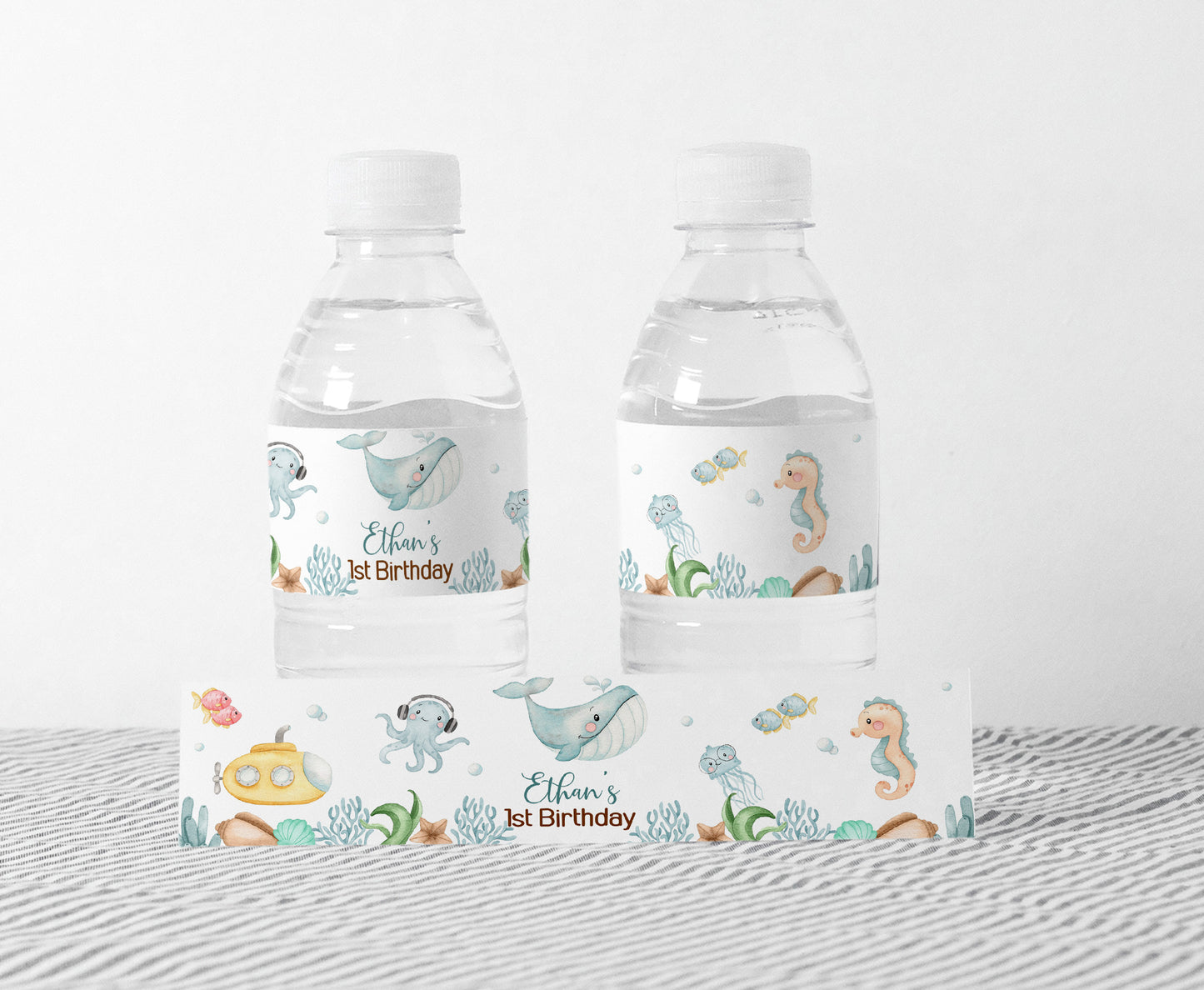 Editable Under the Sea Water Labels | Ocean Birthday Party Decorations- 44A