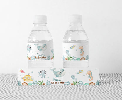 Editable Under the Sea Water Labels | Ocean Birthday Party Decorations- 44A