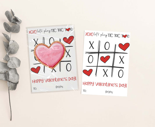 XOXO let's play Tic Tac Toe Cookie Card | Happy Valentines Printable Cards - 119