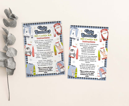 Editable Ugly sweater Cookie Kit Instructions Card | Christmas DIY Cookie KIT card- 112