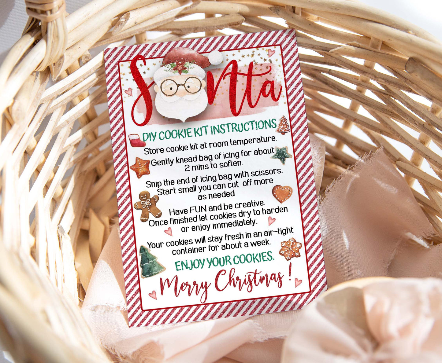 Editable Santa DIY Cookie Kit Instructions Card | Christmas Printable Cards - 112