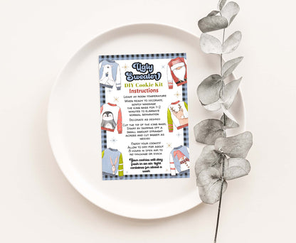 Editable Ugly sweater Cookie Kit Instructions Card | Christmas DIY Cookie KIT card- 112