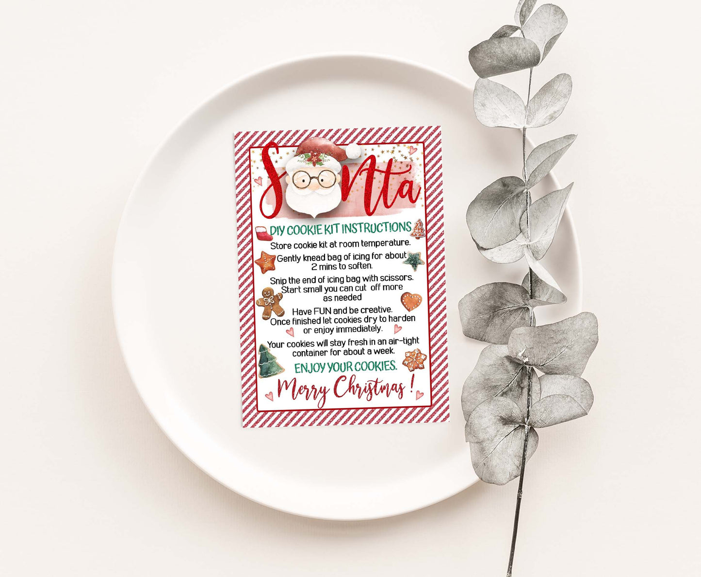 Editable Santa DIY Cookie Kit Instructions Card | Christmas Printable Cards - 112