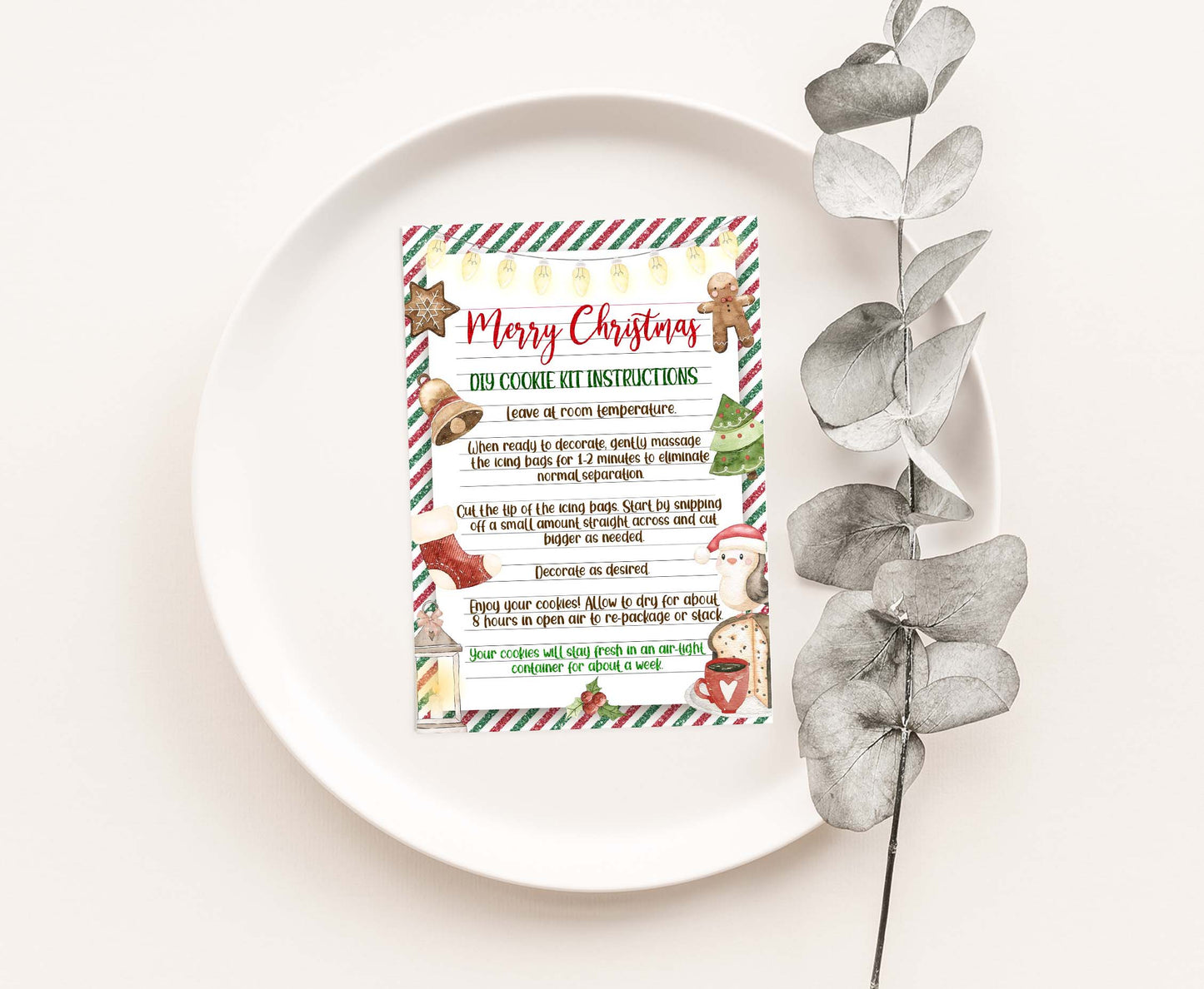 Diy Cookie Kit Instructions Card | Christmas Printable Cards - 112