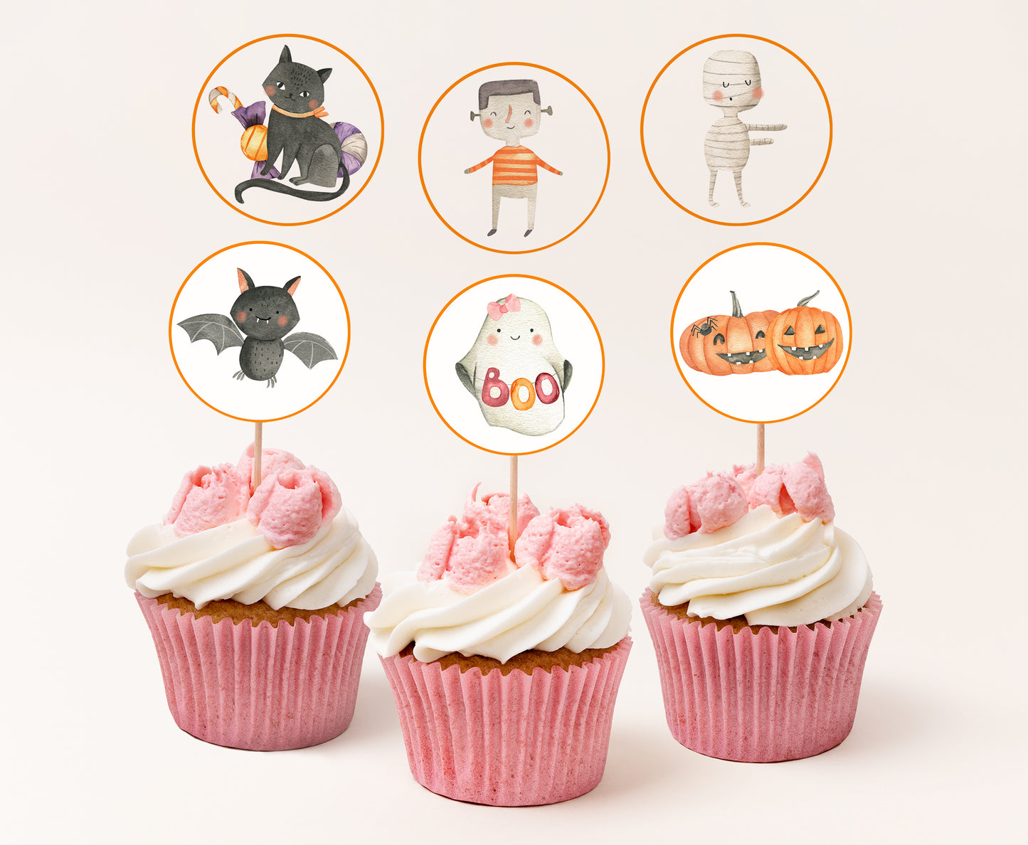 Girl Ghost Cupcake Toppers | Halloween Themed Birthday Cupcake Picks - 115L