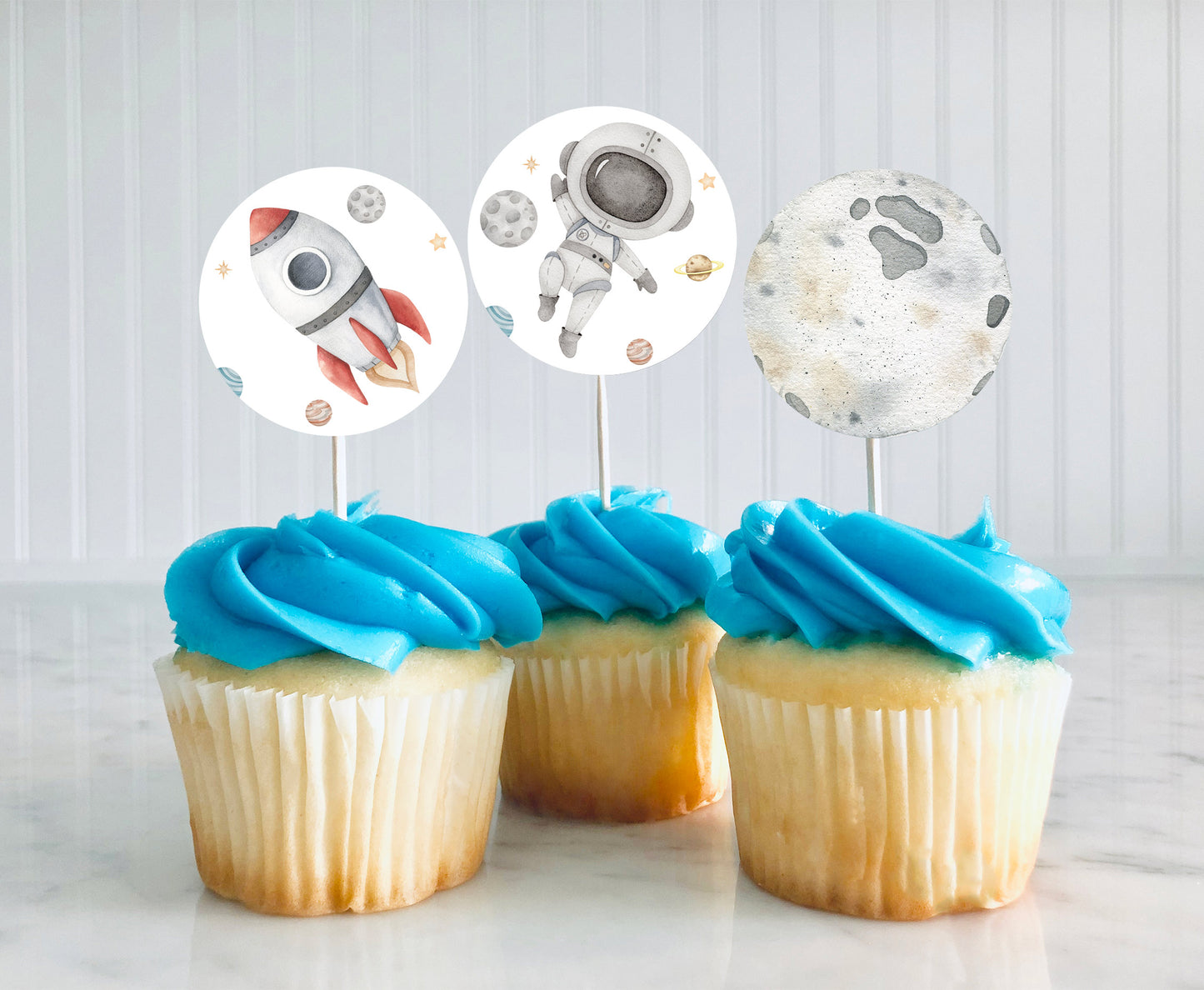 Astronaut Cupcake Toppers | Outer Space Themed Cupcake Picks - 39C