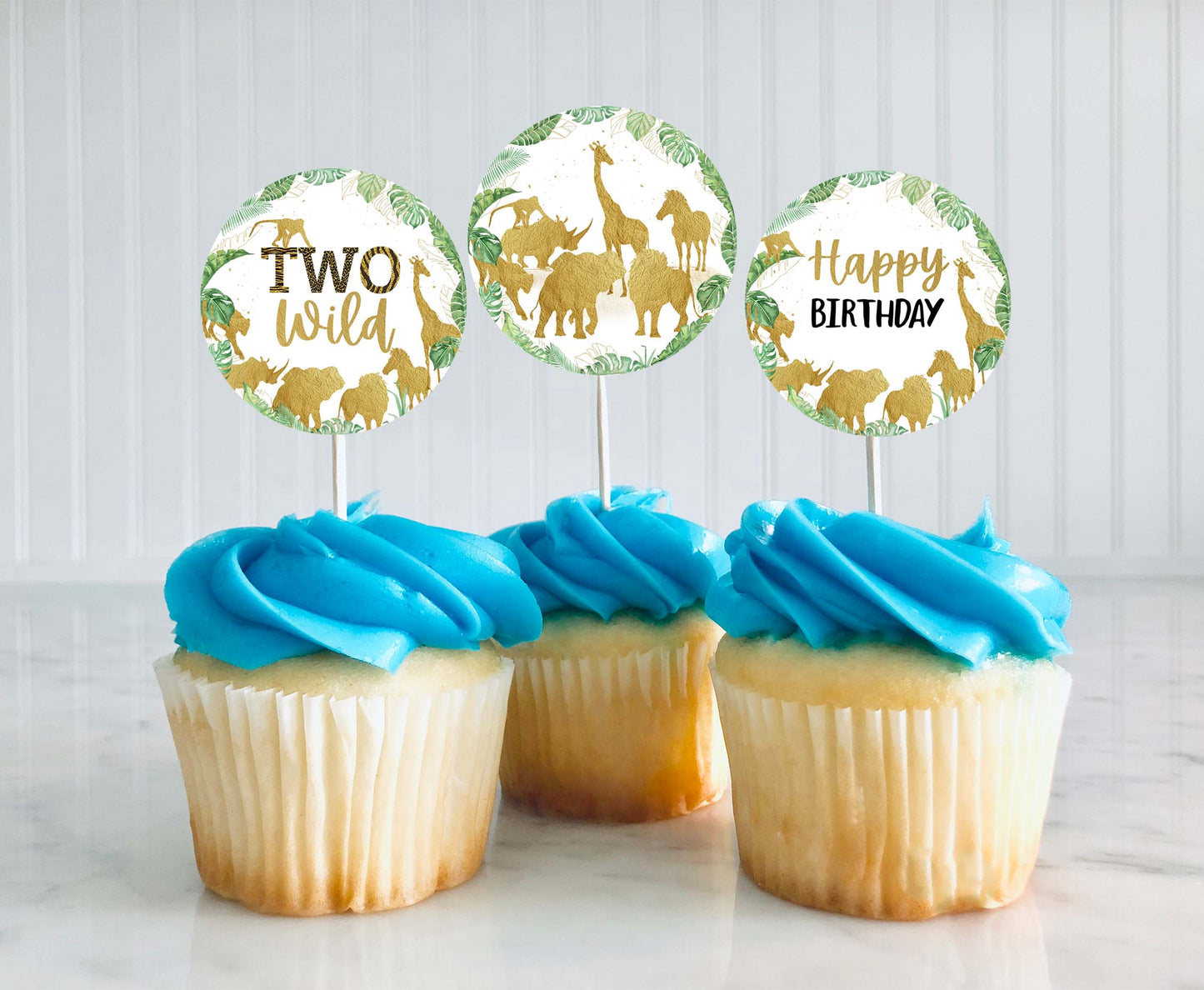 Safari Two wild Cupcake Toppers | Jungle Themed Birthday Cupcake Picks - 35K