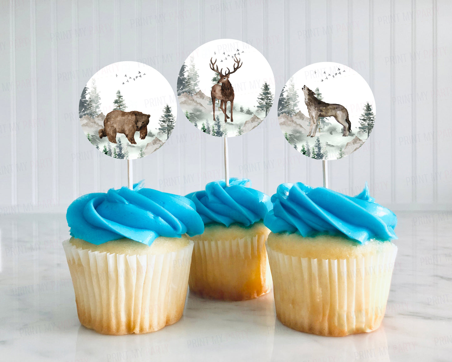 Woodland Animals Cupcake Toppers | Forest Themed Party Cupcake Picks - 47H