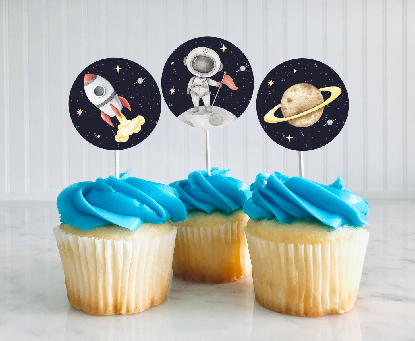 Space Cupcake Toppers | Astronaut Themed Birthday Cupcake Picks - 39C