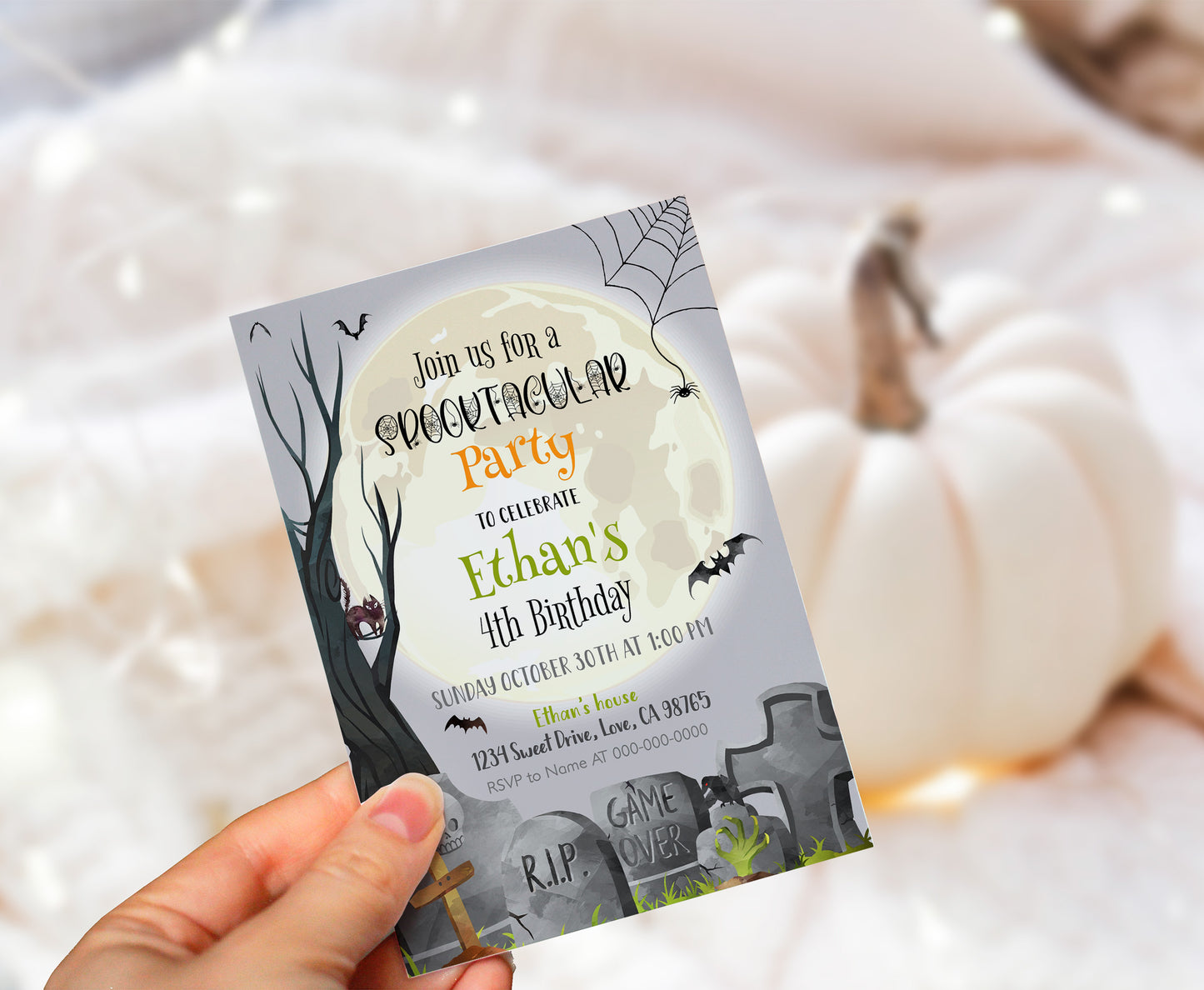 Spooky Birthday Party Invitation| Halloween Party Invite - 115M