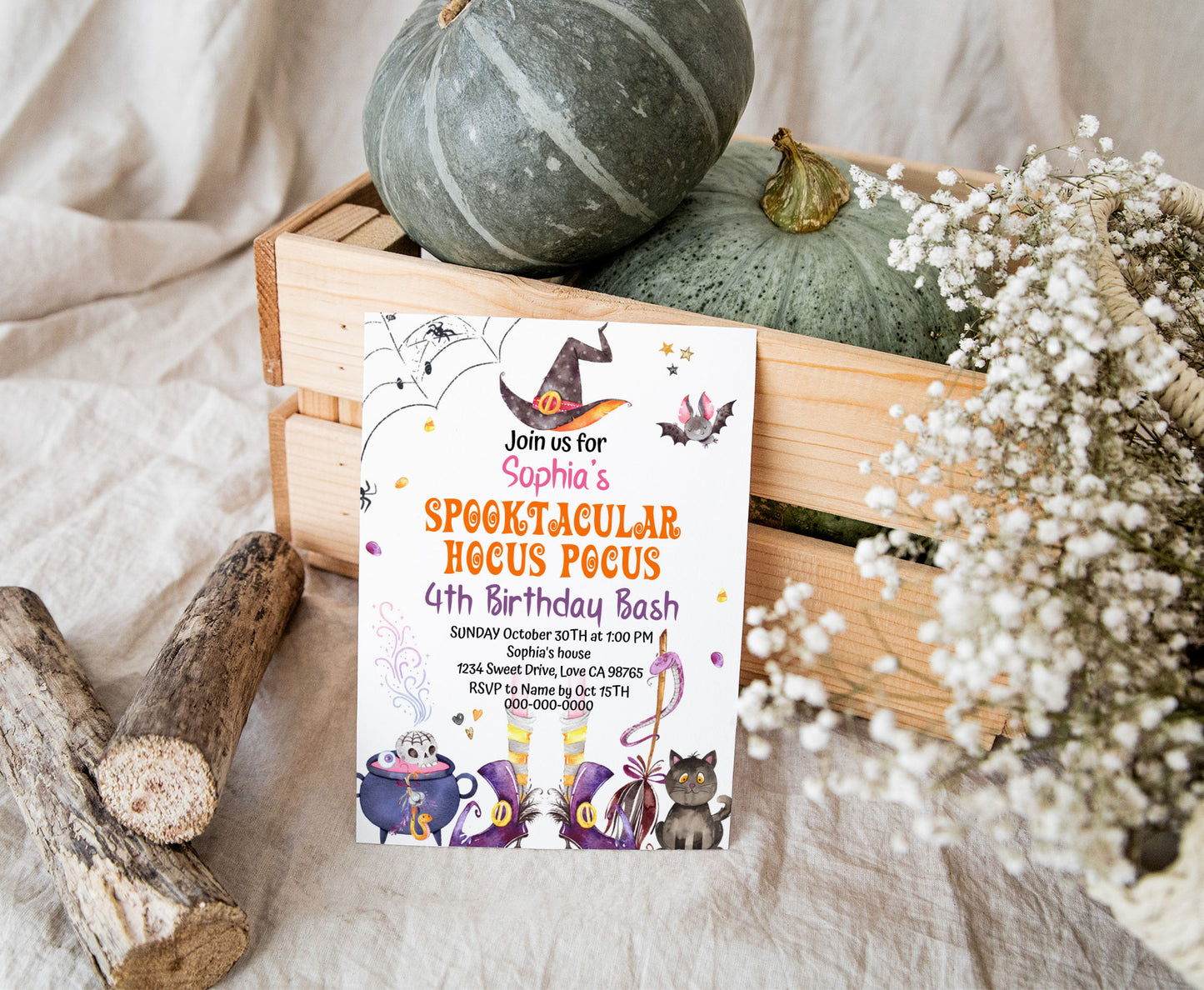 Witch Party Invitation | Editable Halloween Birthday Invite - 115N