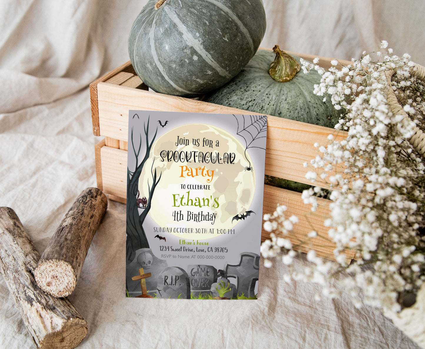 Spooky Birthday Party Invitation| Halloween Party Invite - 115M