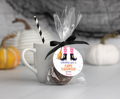Editable Halloween Witch Tags 2"x2" | Halloween Favor Tags - 115
