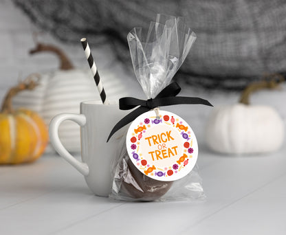 Trick or Treat Tags 2"x2" | Halloween Themed Party Decorations - 115