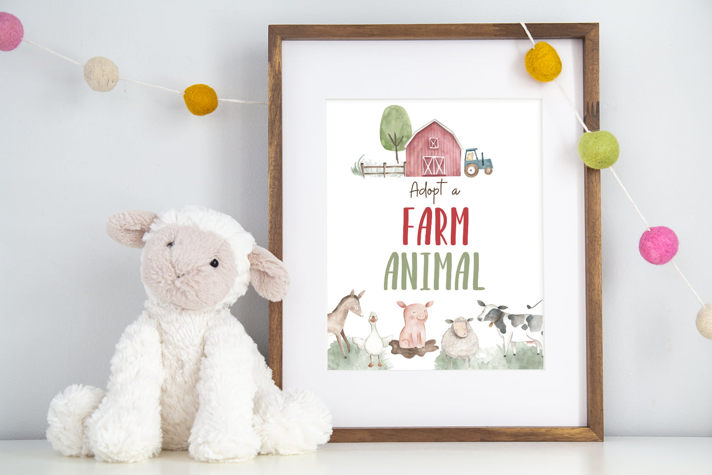 Adopt a Farm Animal Sign | Farm Party Decorations - 11B