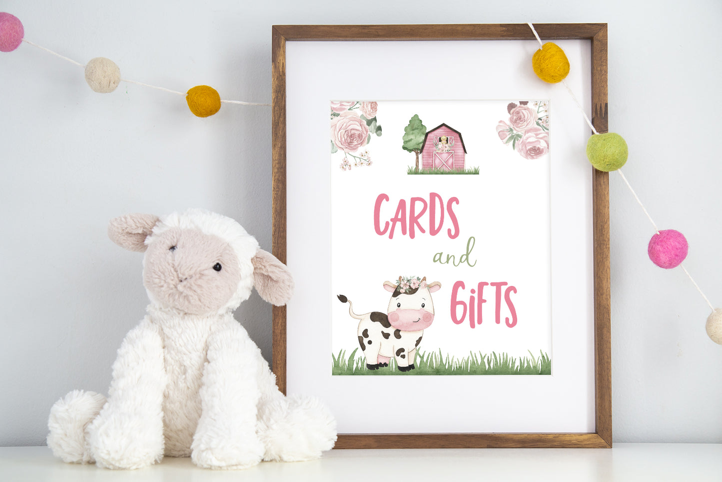 Cow Girl Cards and Gifts Sign | Floral Farm Party Decorations - 11A