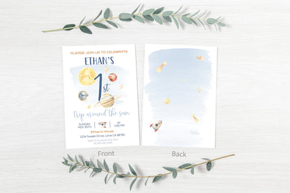 Space 1st Birthday Invitation | Astronaut Birthday Party Invite - 39B