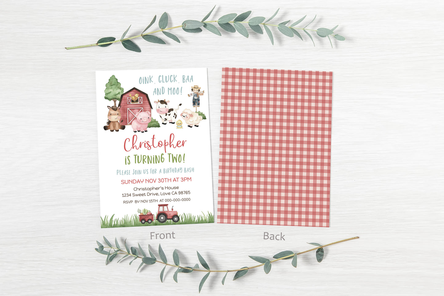 Barnyard Bash Party Invitation | Editable Farm Birthday Invite - 11A