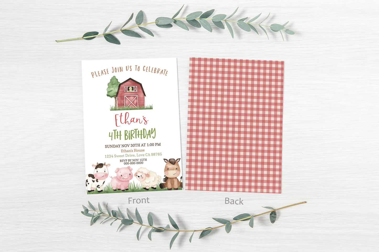 Farm Birthday Invitation Boy | Editable Barnyard Party Invite - 11A