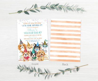 Puppy Dogs Birthday Invitation | Editable Dogs Party Invite - 72B
