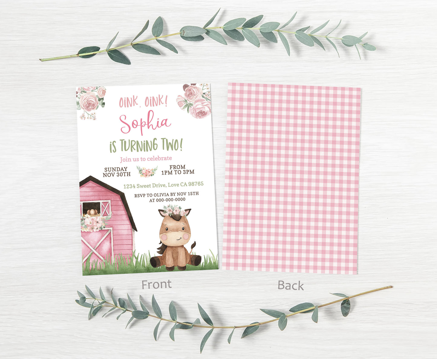 Horse Girl Birthday Invitation | Editable Floral Farm Party Invite - 11A