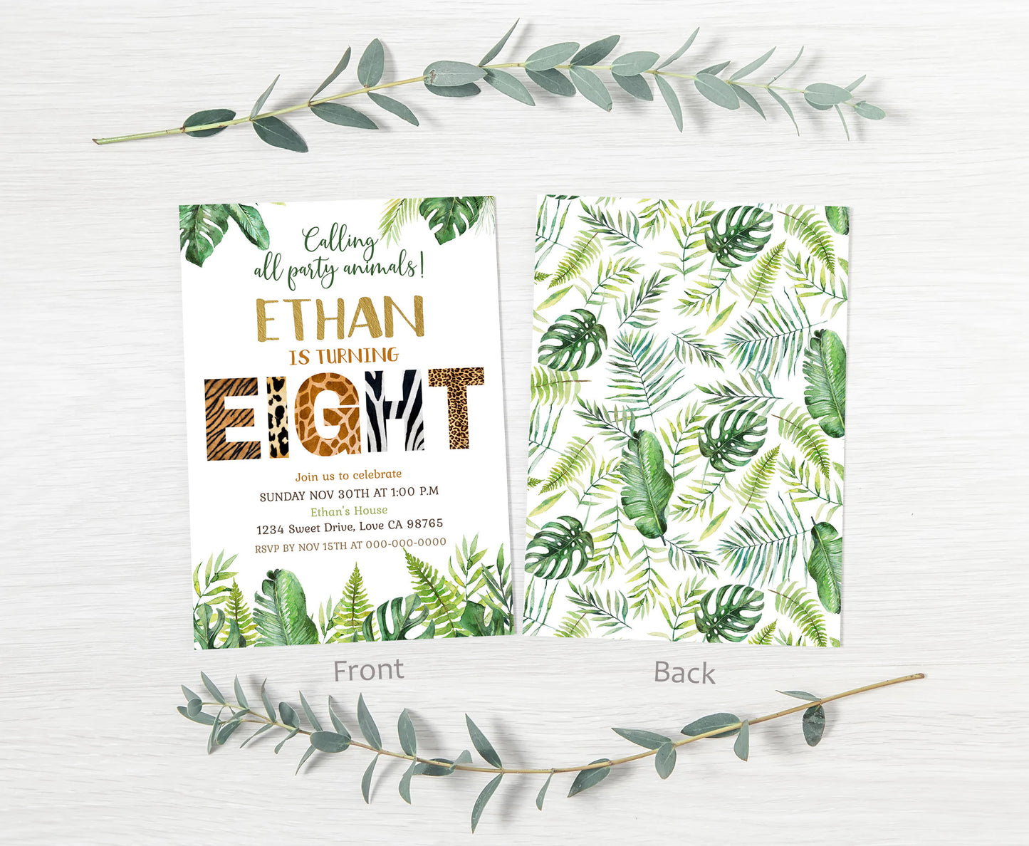 Safari 8th Birthday Invitation | Editable Jungle Party Invitation - 35H