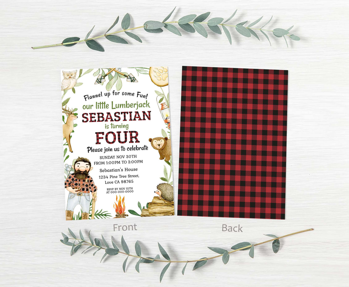 Buffalo Plaid Invitation | Editable Lumberjack Birthday Invite - 19A