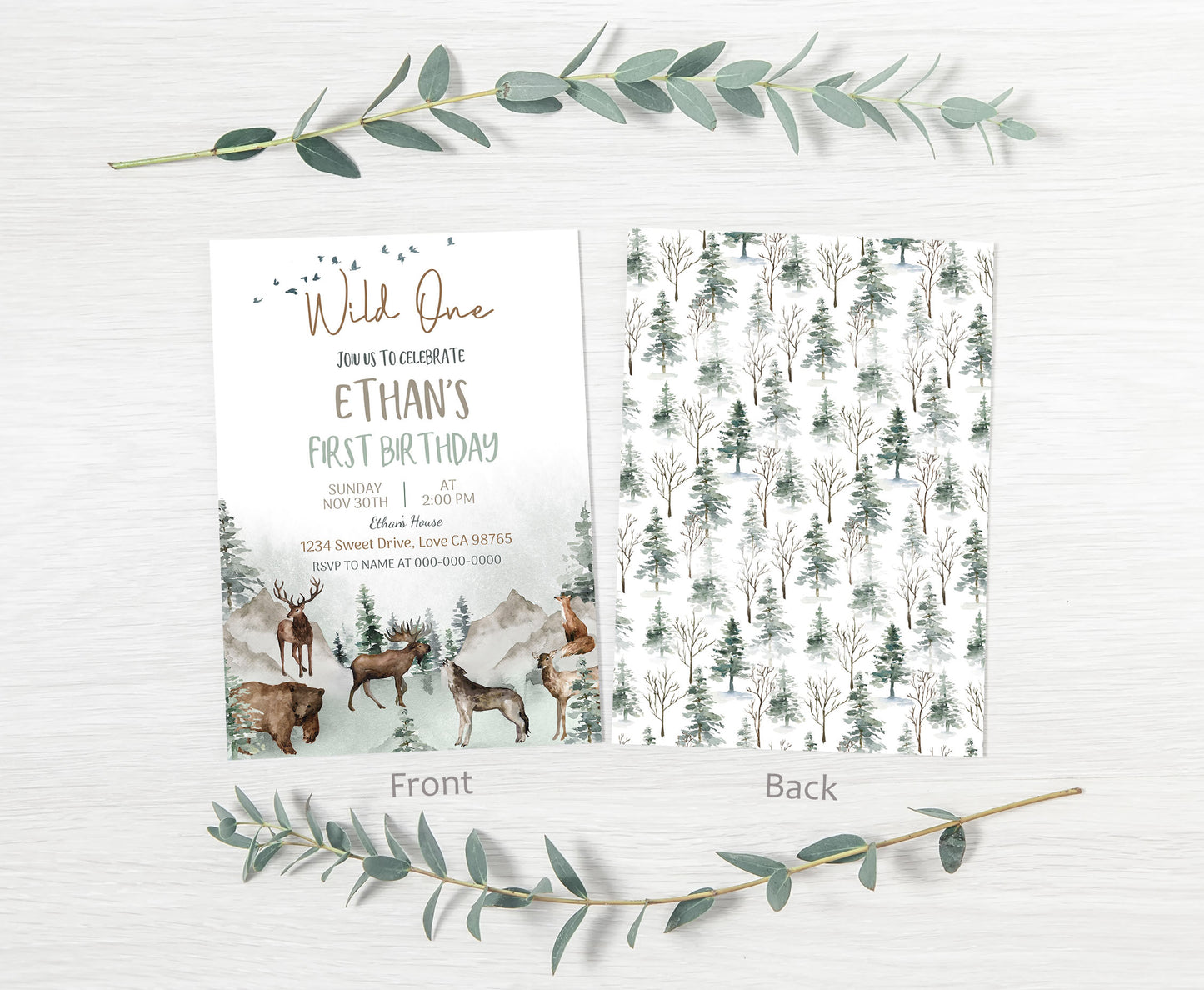 Woodland Animals Birthday Invitation | Editable Forest Party Invite - 47H