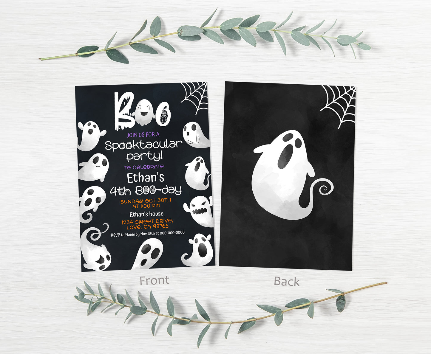 Ghost Birthday Invitation | Editable Halloween Party Invite - 115K