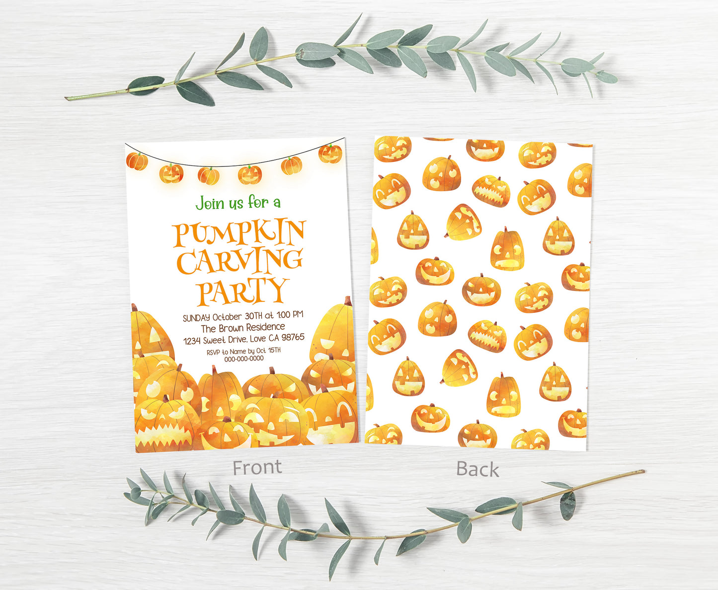 Pumpkin Carving party invitation | Editable Halloween Birthda Party - 115k